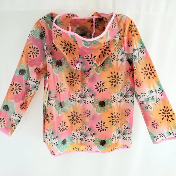 BearPaw Hooded Rain Jacket Zip-Front Size 6X Multi-Color Floral Lightweight - Picture 5 of 7